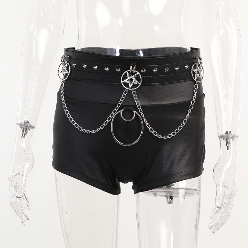 High Street Babes Goth Skinny PU Faux Leather Shorts