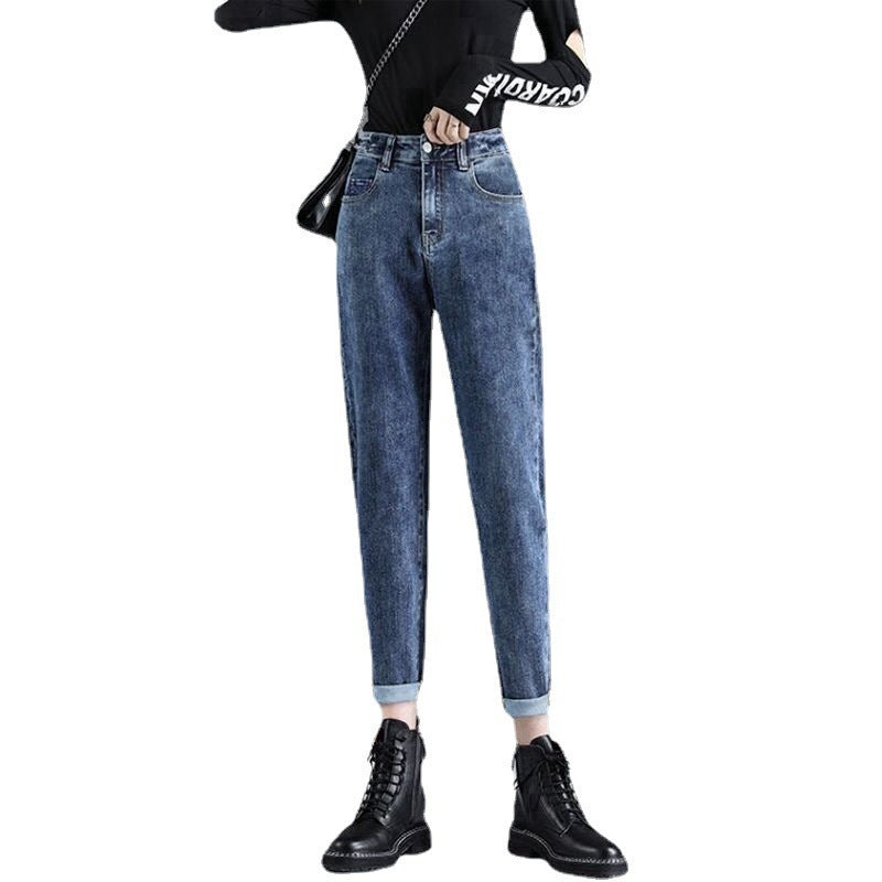 Women's Fashion Simple High Waist Cropped Jeans