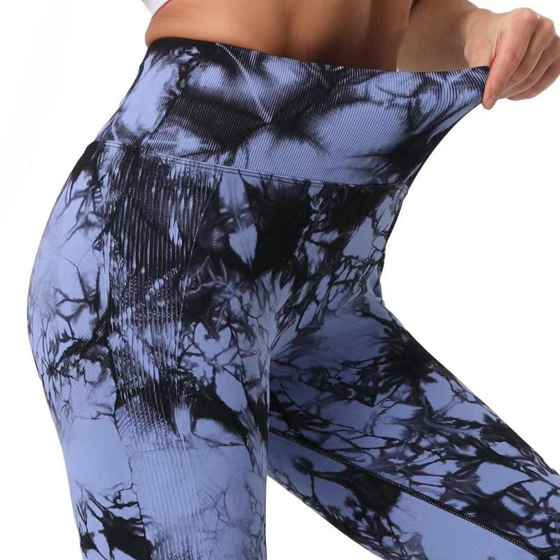 Fashion Tie Dye Printed Leggings High Waist Hip Lifting Tight Fitness Sports Yoga Pants For Women