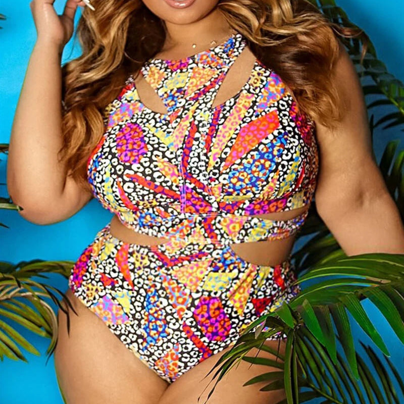 Ethnic Print Plus Size Swimsuit Bikini