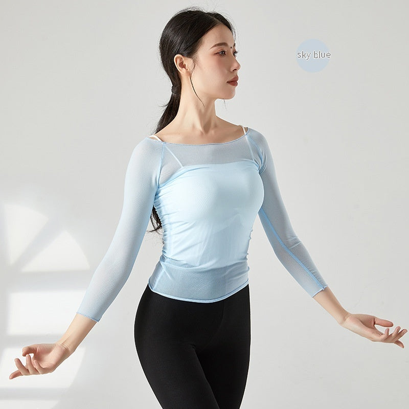 Dancing Dress Mesh Top For Women Ballet Practice Clothes Gym Outfit Shapewear Outer Wear Gauze Clothes