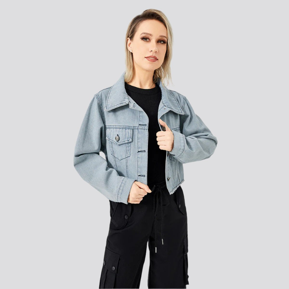 The Raw Edge Design Is Retro And Loose With A Soft Denim Jacket