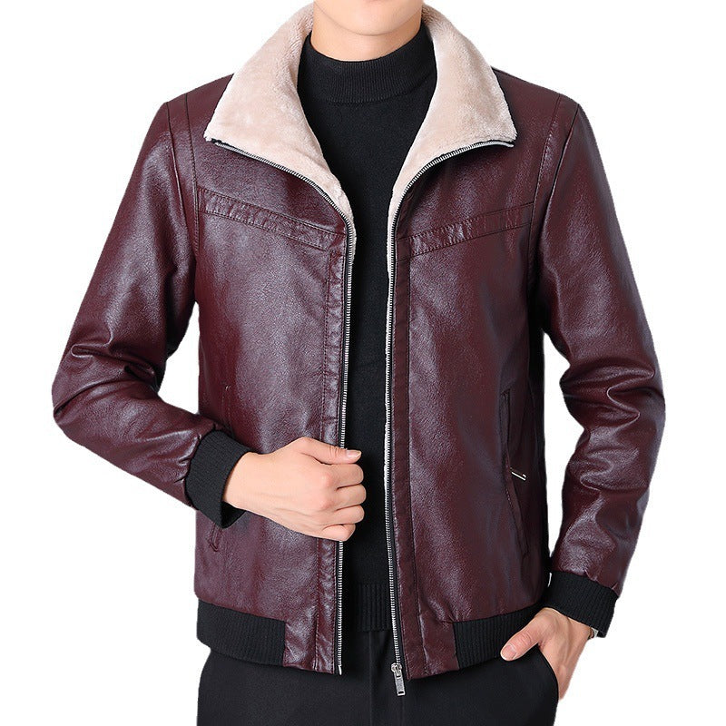 Men's Fashion American Hong Kong Style PU Leather Short Jacket