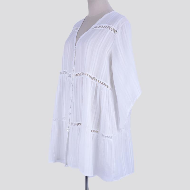 Cotton Jacquard Button Loose Sleeve Sunscreen Clothing For Women