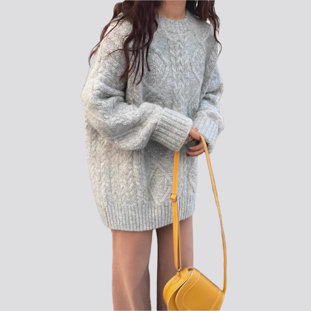 Mohair Sweater For Women For Autumn And Winter Outer Wear Thickened Loose Cozy Style Pullover Mid-length Twist Knitted Sweater