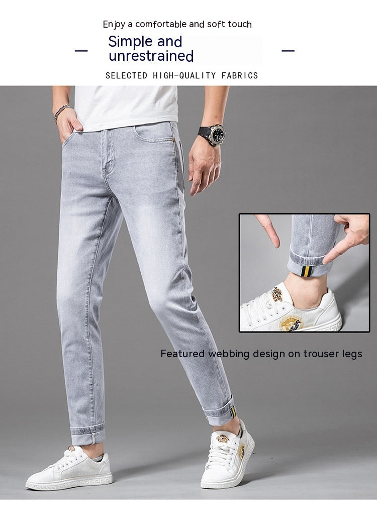 Youth Autumn Men's Tencel Cotton Slim Fit Pants Jeans