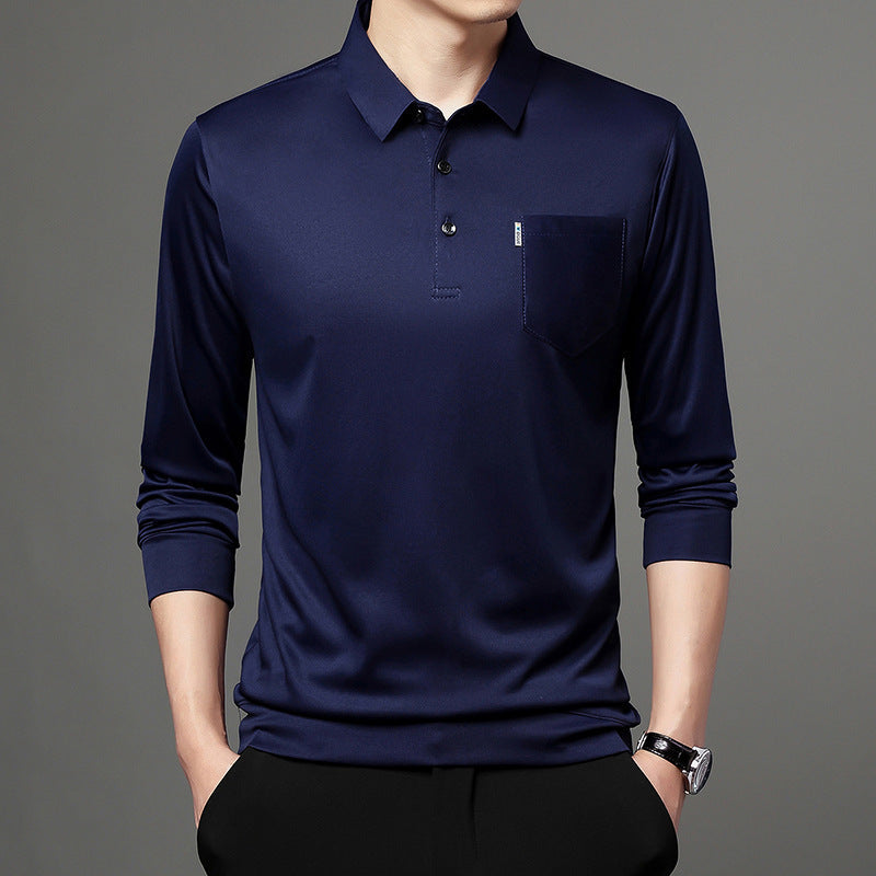 Lapel Real Pocket Long Sleeve Bottoming Shirt Men