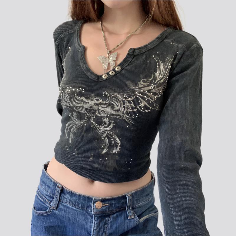 Fashion Printed Retro Hot Girl Women's Crop Top