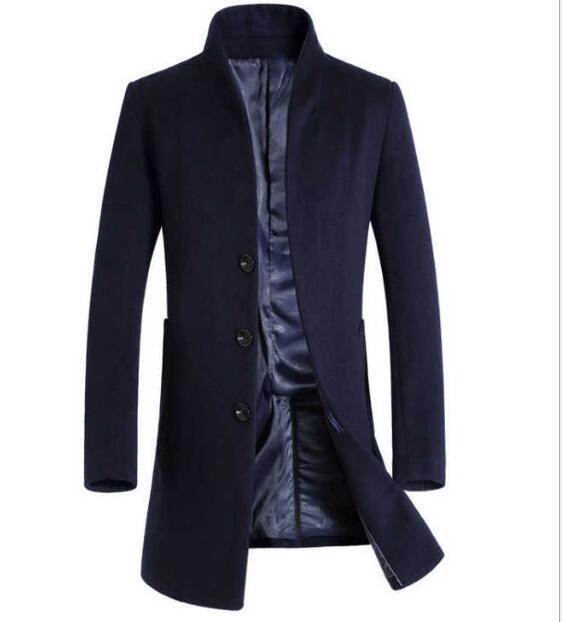 Winter men's long section Slim coat wool coat coat windbreaker jacket