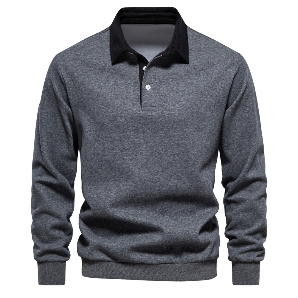 Men's Fashion Casual Versatile Long Sleeves Polo Collar Sweater