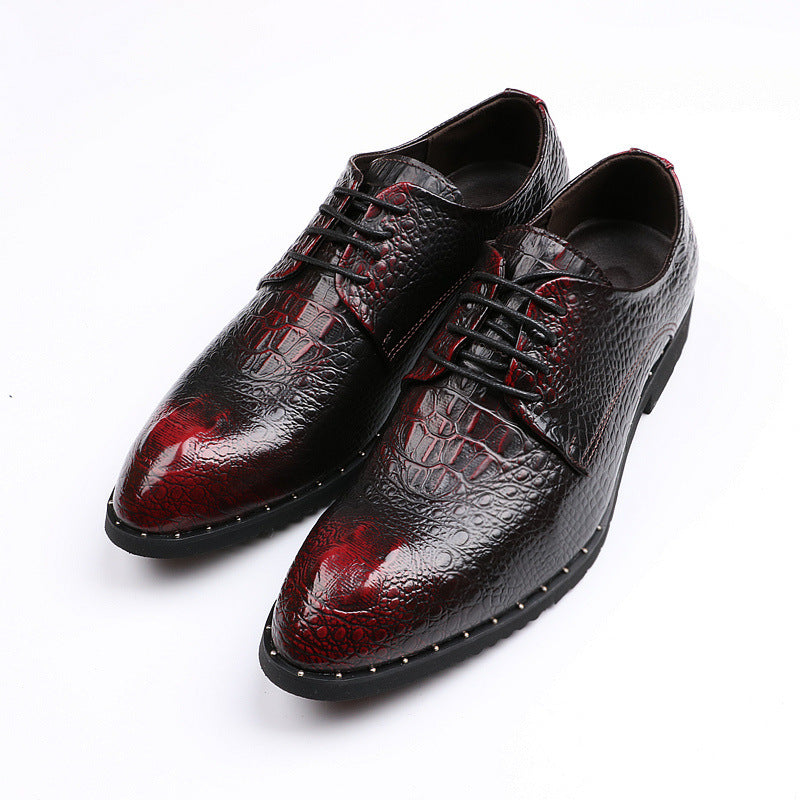 Men's  pattern pointed business dress shoes increased by 6cm