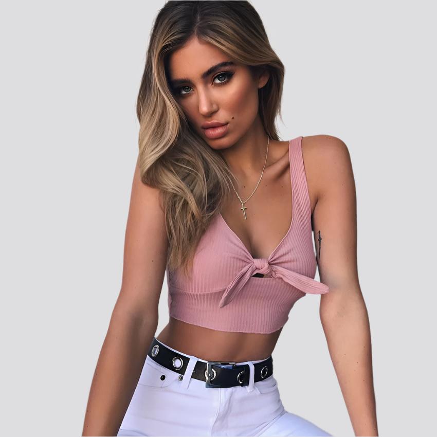 COOL RIBBED BOW CROP TOP