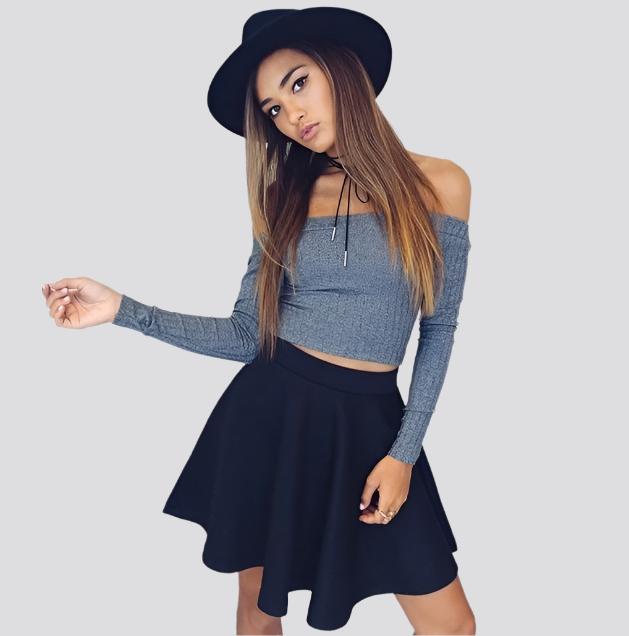 Women Off Shoulder Crop Top