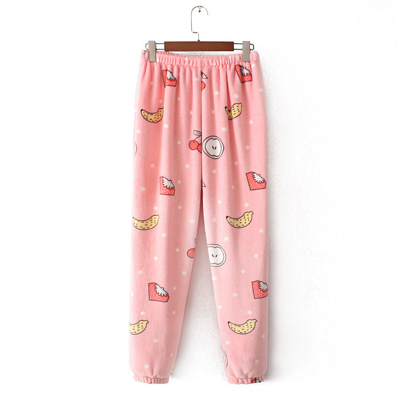 Autumn And Winter Pajama Fairy Warm Flannel Trousers Coral Fleece Homewear Pants