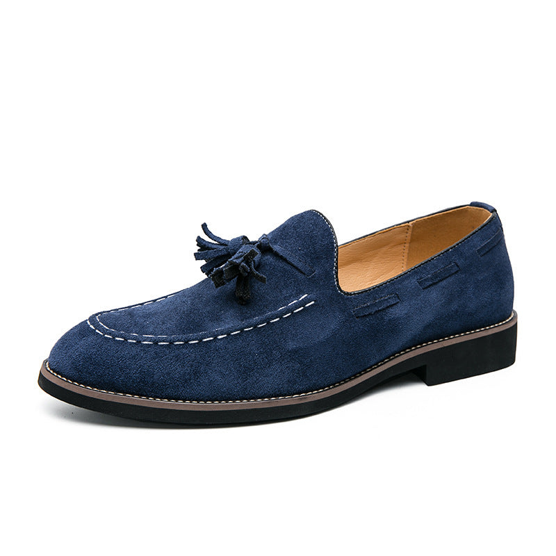 Fringed Leather Shoes Men's Plus Size Suede Slip On Loafers