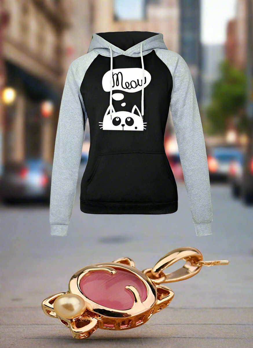 Cat Meow Hoodie with a Collar