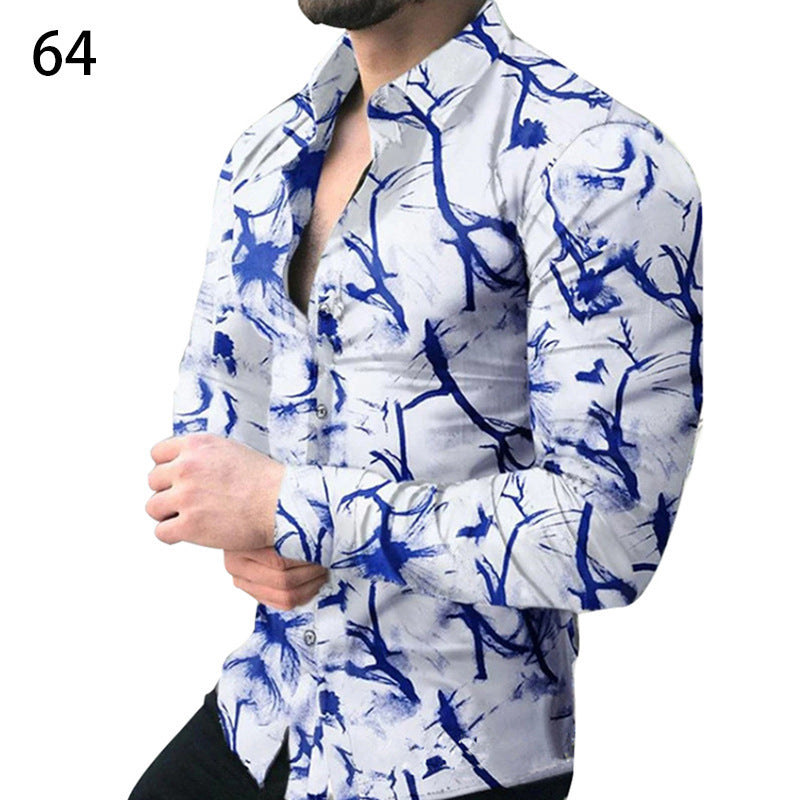 Printed Casual Long Sleeve Shirt For Men