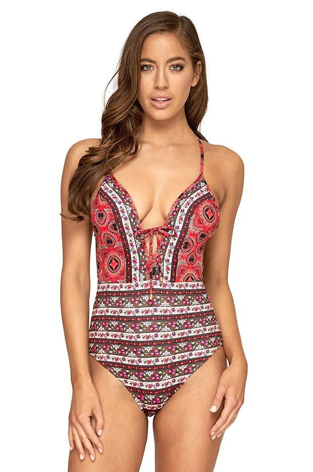 Printed women's one-piece swimsuit