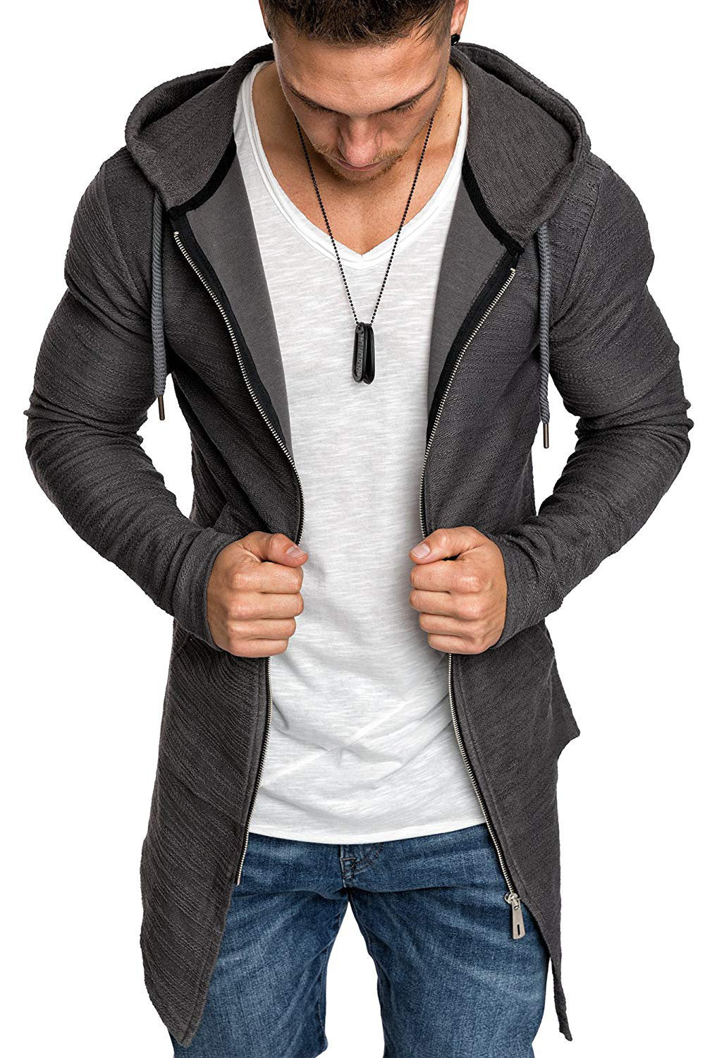 Lapel Belt Sweatshirt Cardigan Zip Trench Coat