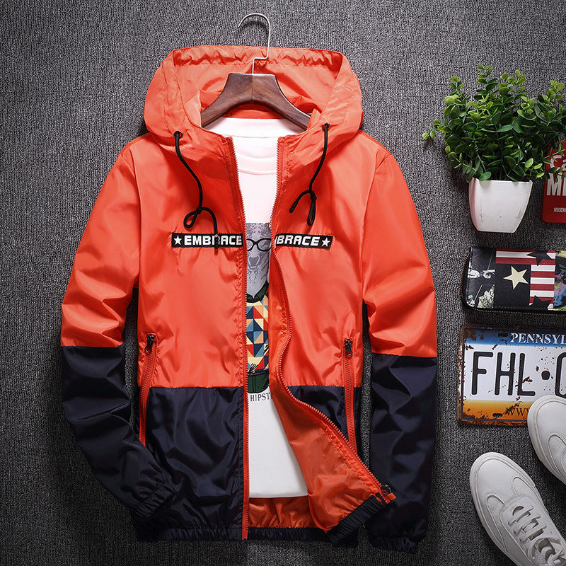 Slim-fit hooded jacket outdoor casual windbreaker