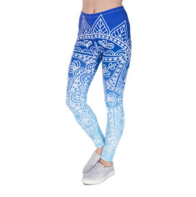 Printed thin pencil feet pants stretch big ladies yoga pants leggings