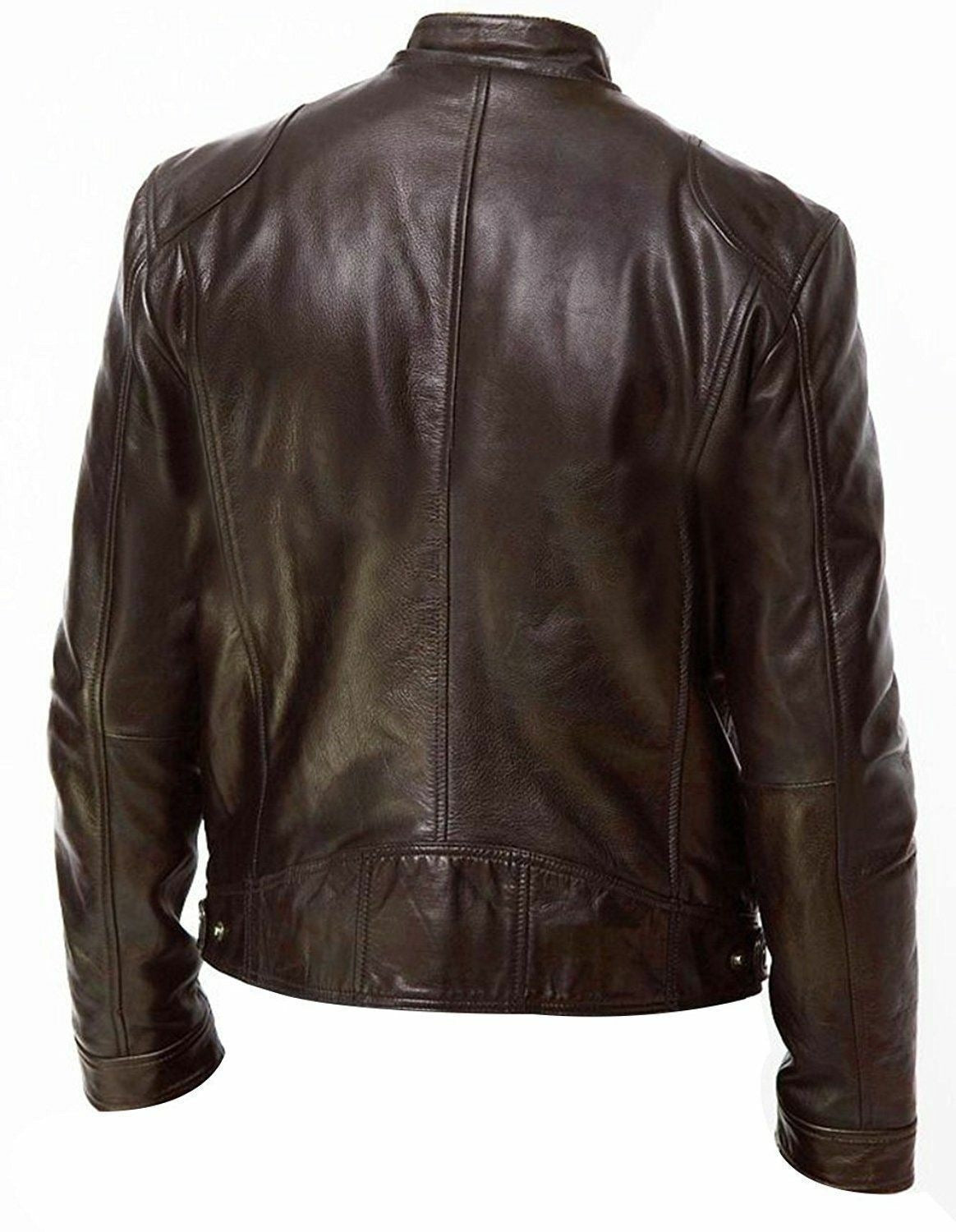 Pu Leather Collar Slim Leather Jacket