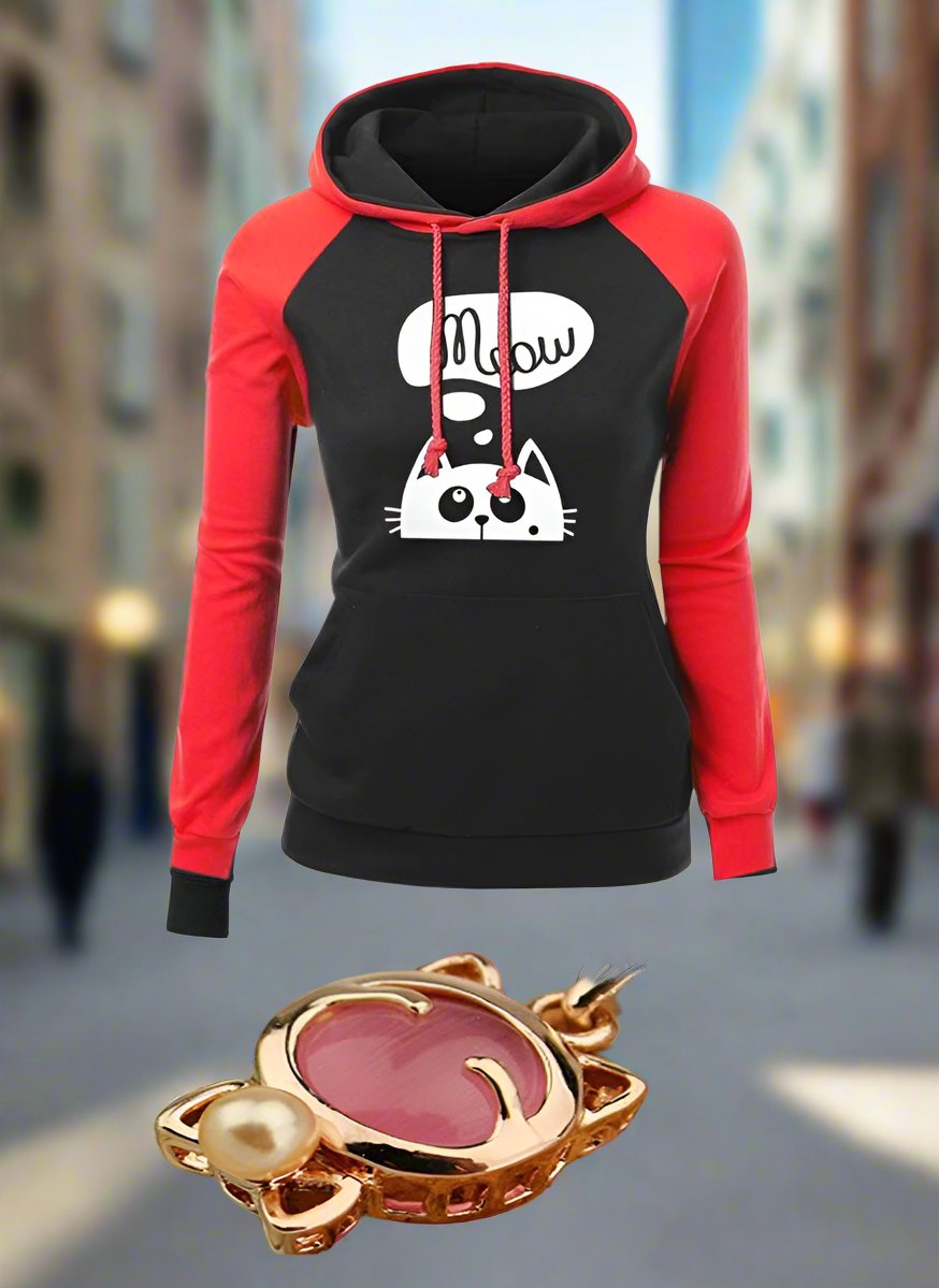 Cat Meow Hoodie with a Collar