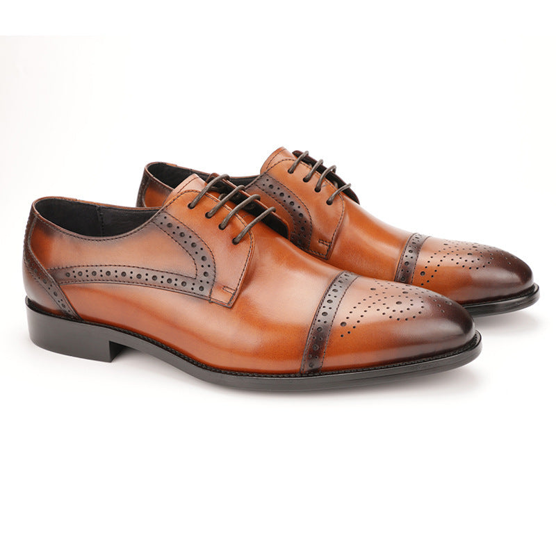 Leather Brogue Carved Business Dress Oxford Shoes Men