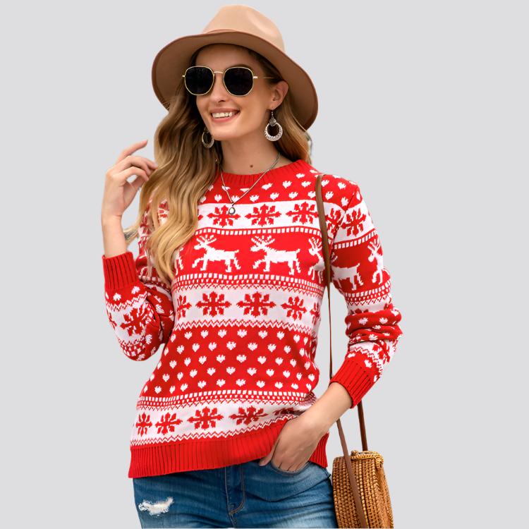 Christmas sweater snowflake pullover women