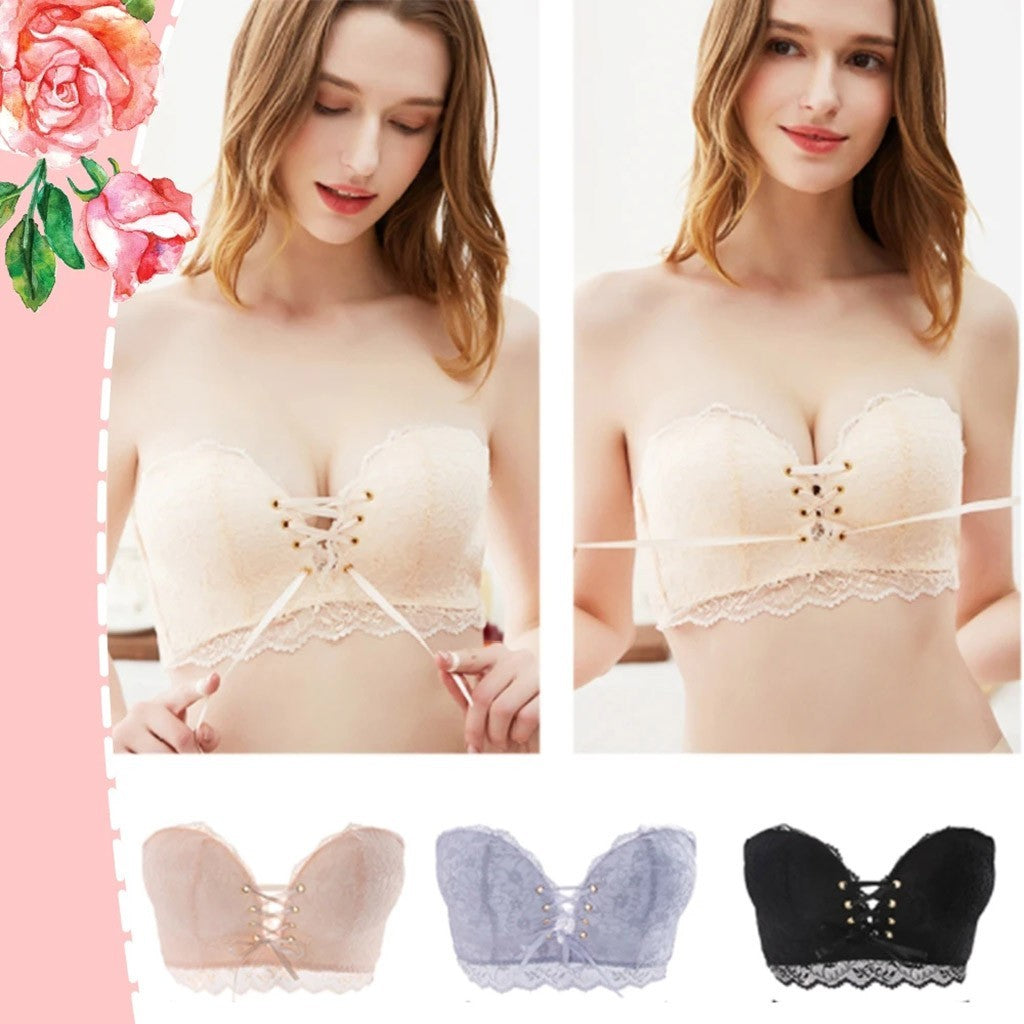 Strapless gathered bra