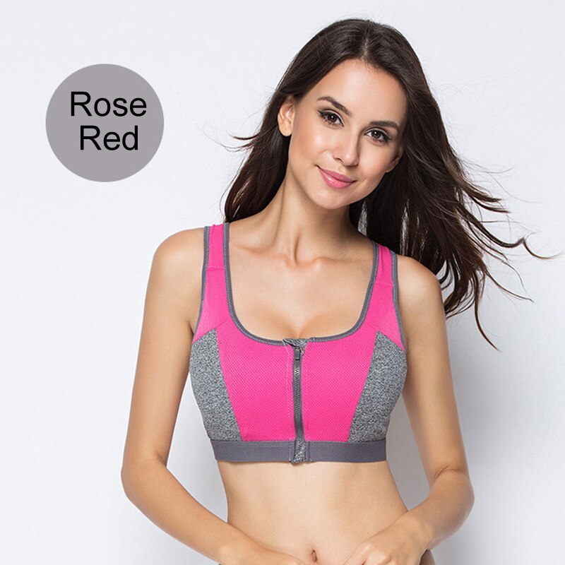 Front zipper sports bra for women