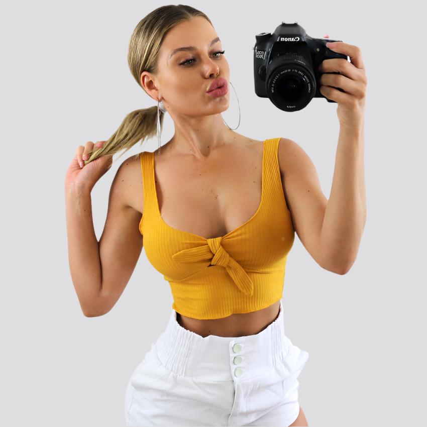 COOL RIBBED BOW CROP TOP