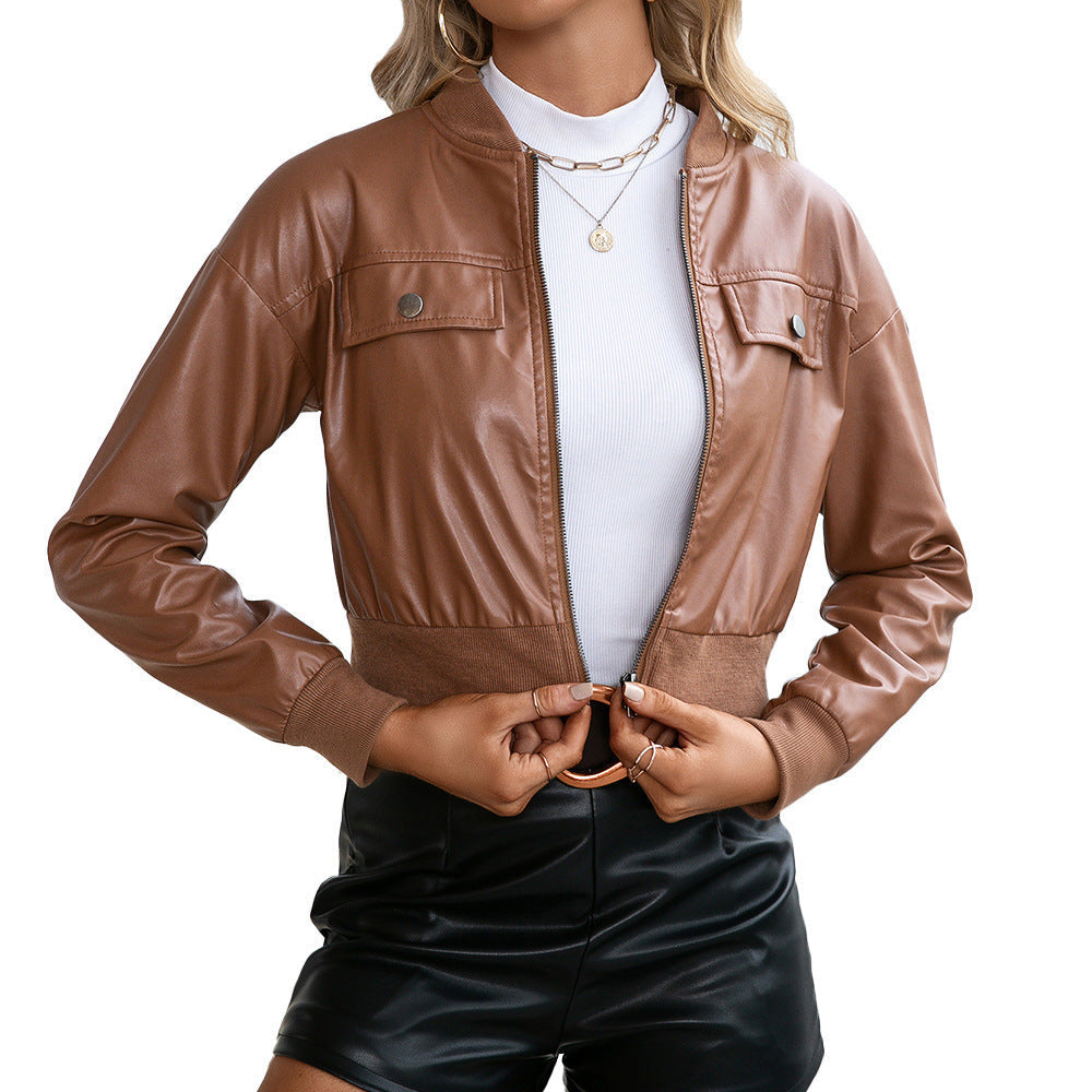 PU Motorcycle Leather Jacket  Top Women