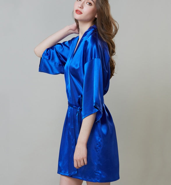 Women's Faux Silk Robe Bath Gown