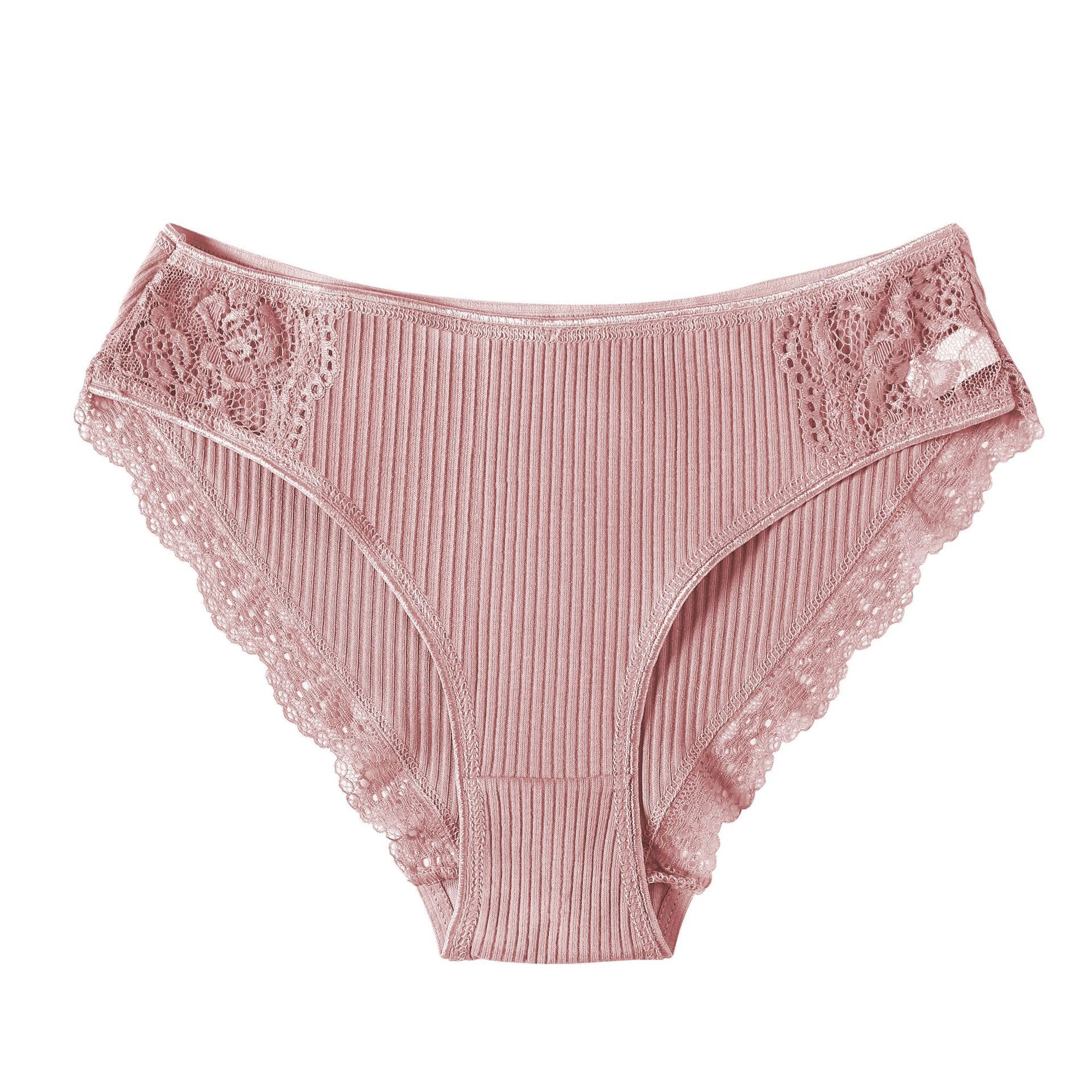 Striped cotton lace panties