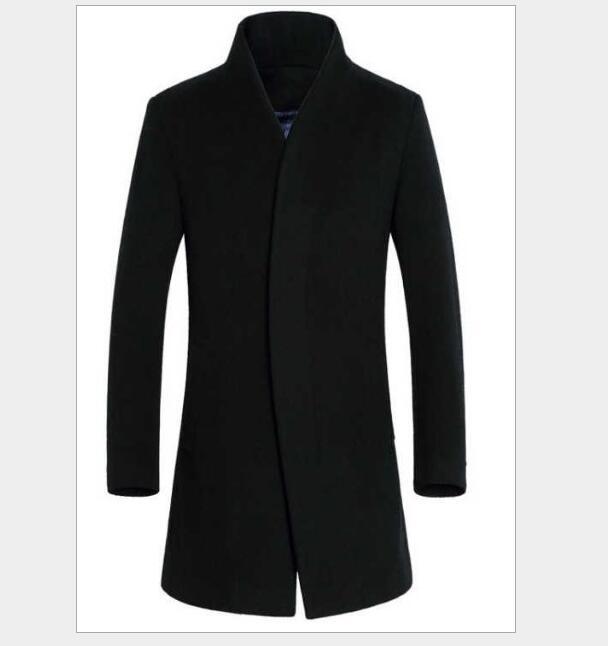 Winter men's long section Slim coat wool coat coat windbreaker jacket