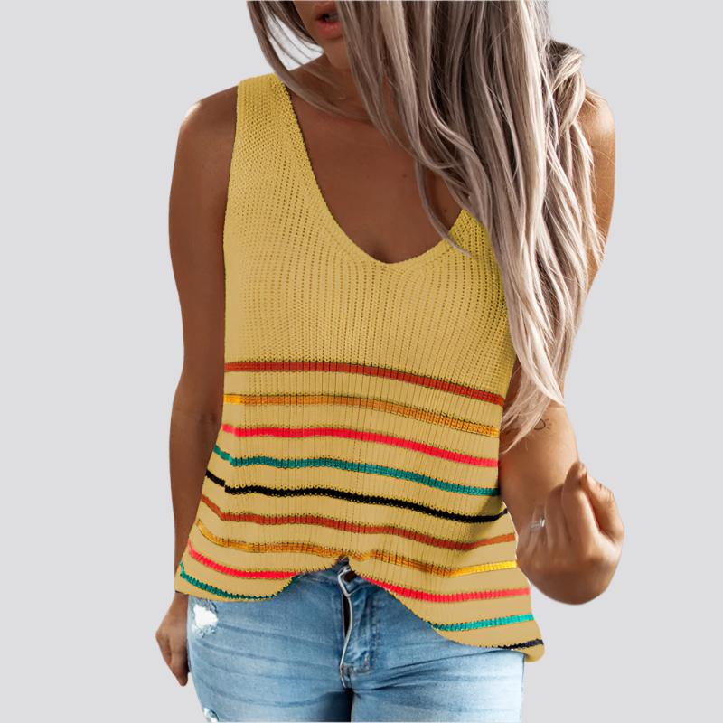 Womens Clothing Summer Colorful Striped Blouse Shirt