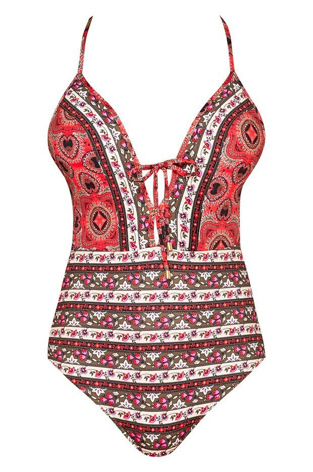 Printed women's one-piece swimsuit