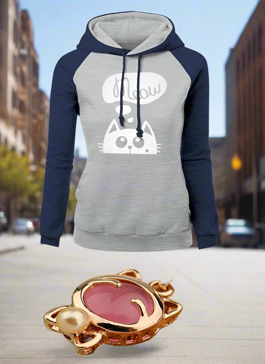 Cat Meow Hoodie with a Collar