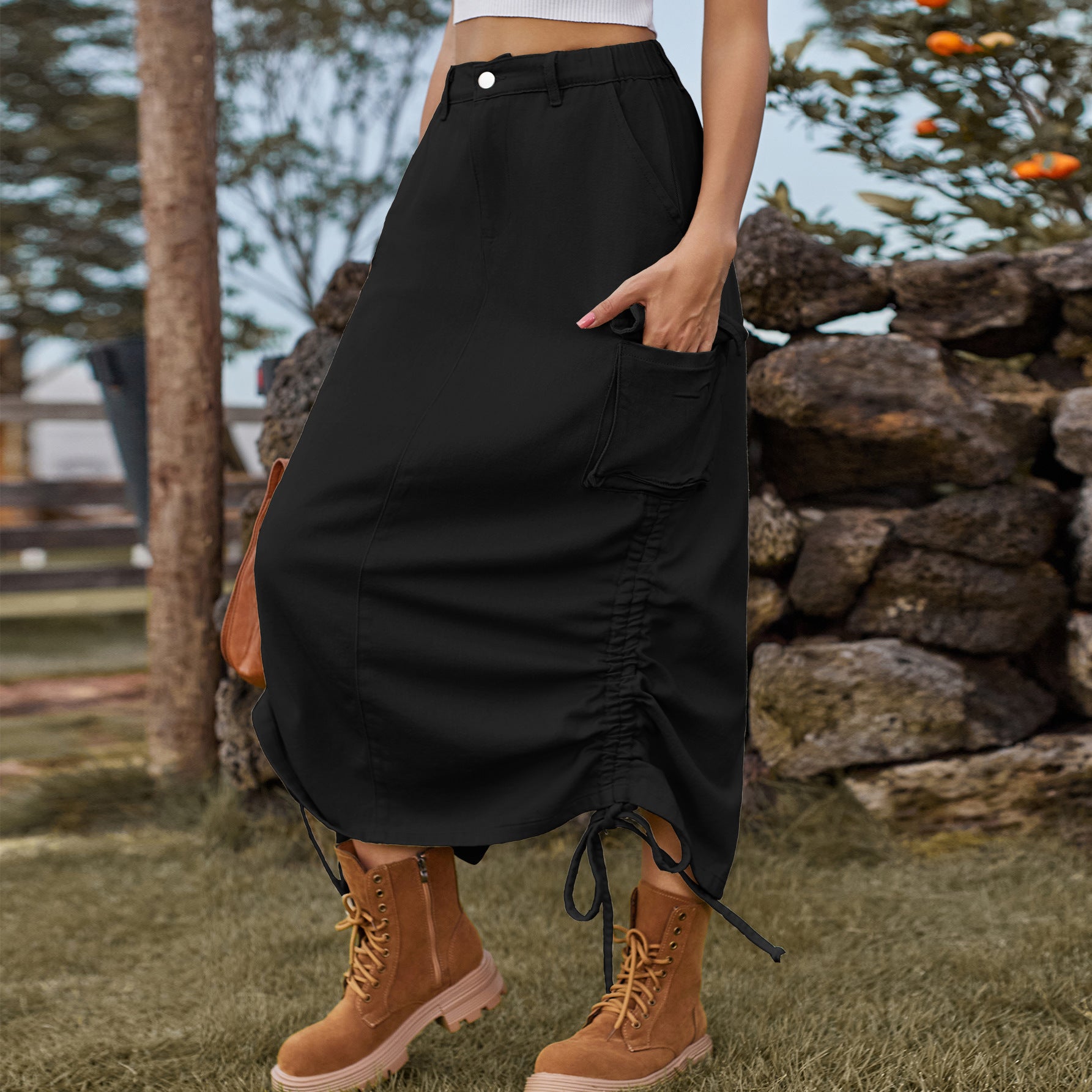 American-style Denim Casual Midi Skirt