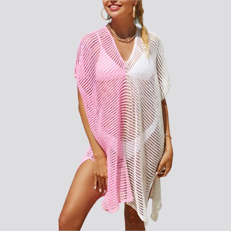 Beach Hollow Out Tops Cover-Up Knit Bikini Over-Blouse