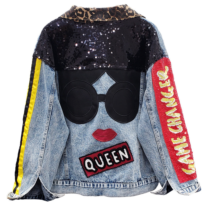 Stitching heavy industry denim jacket women