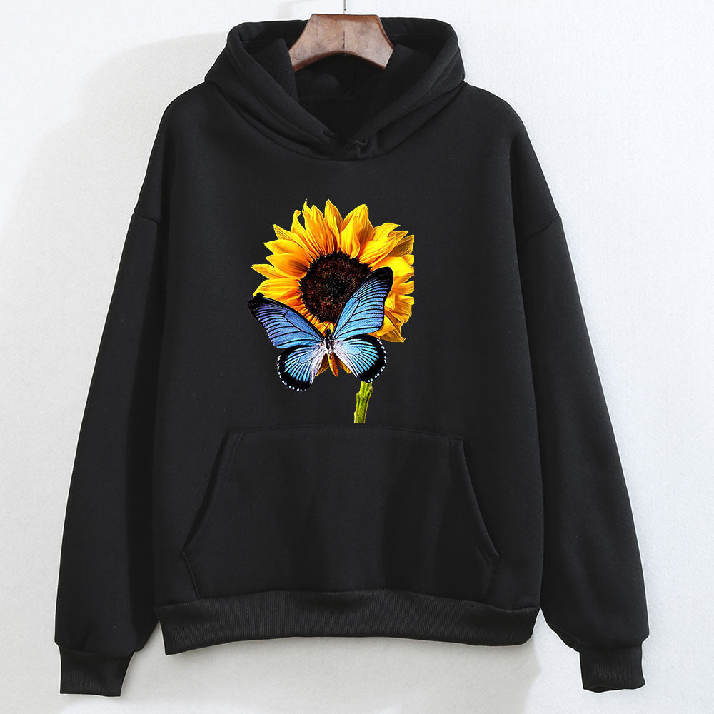 Sunflower Butterfly Sweater Women's Clothing