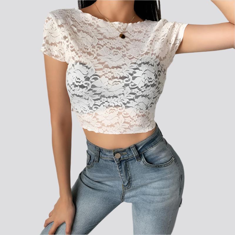 Women's Clothing Summer Short Sleeve T-Shirt Crop Top