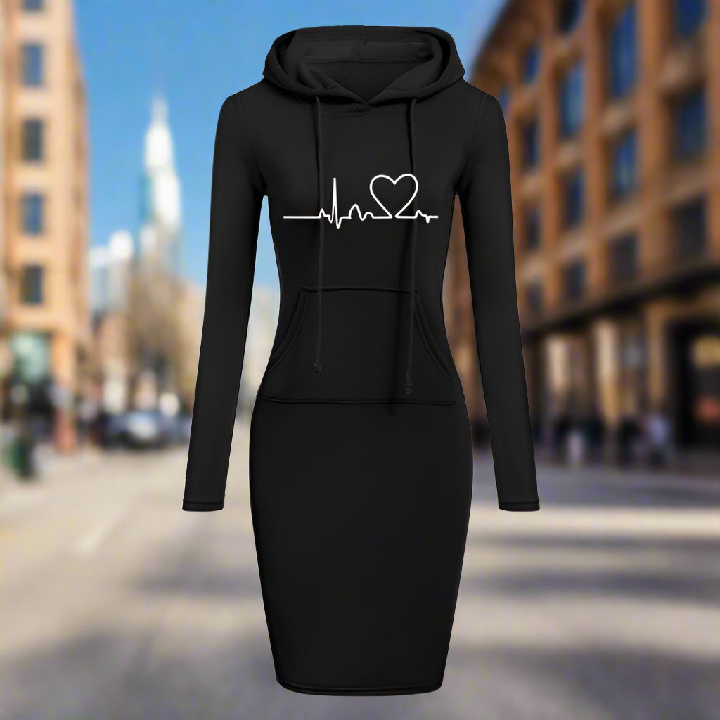 Autumn Winter Women Hoodies Sweatshirts Long-sleeved Dress