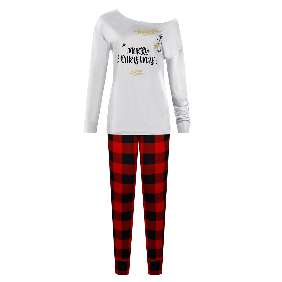 Hot Sale Christmas Plaid Printed Pajamas And Home Service Suits