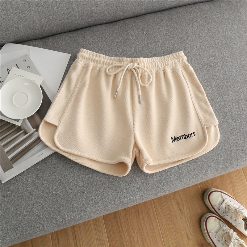 Letter Embroidery Sports Wide-leg Shorts Women Loose Casual Outdoor Running Yoga Pants