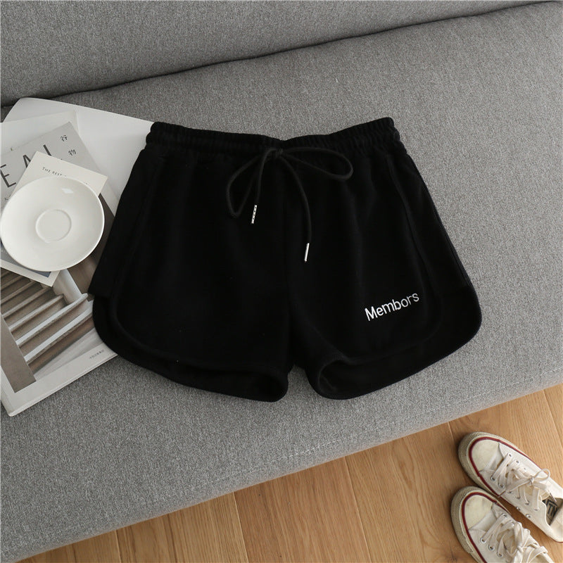 Letter Embroidery Sports Wide-leg Shorts Women Loose Casual Outdoor Running Yoga Pants