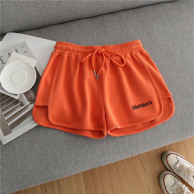 Letter Embroidery Sports Wide-leg Shorts Women Loose Casual Outdoor Running Yoga Pants