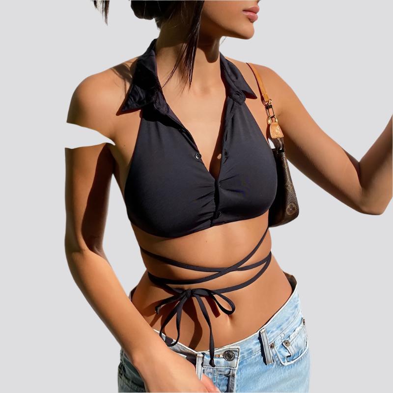 Small Vest Fashion Lace-Up Outer Wear Sexy Crop Top Women's Clothing